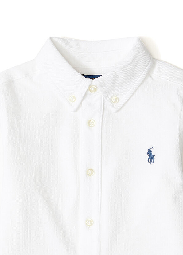 Белая рубашка для мальчика с вышитым логотипом Polo Ralph Lauren — фото 3