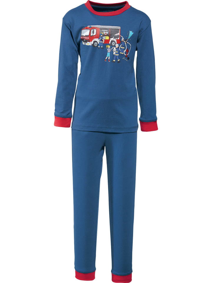 

Erwin Müller Детская пижама из трикотажа, однотонная, темно-синяя/красная
