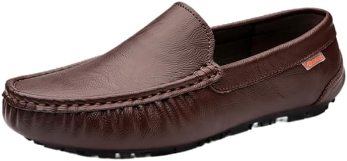 

Мужские модные лоферы без шнурков, удобные, с нескользящей резиновой подошвой, повседневные прочные туфли для ходьбы и вождения, мужская обувь в деловом стиле Hhhchpm, коричневый