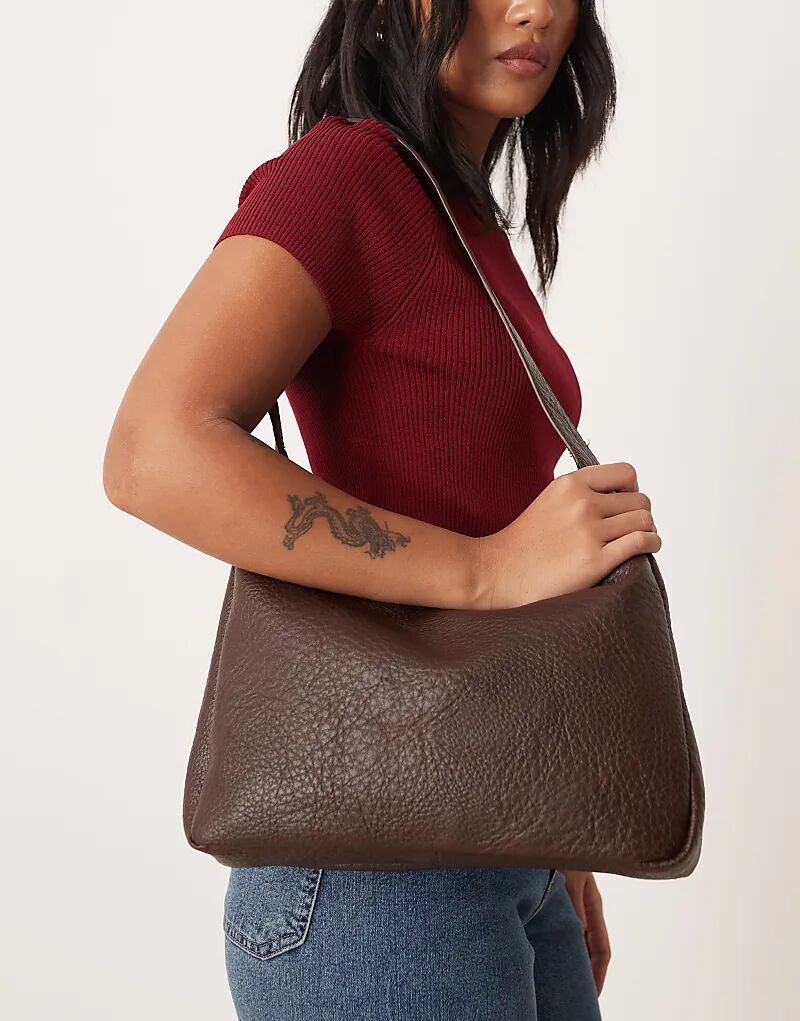 

Объемная сумка через плечо My Accessories коричневого цвета