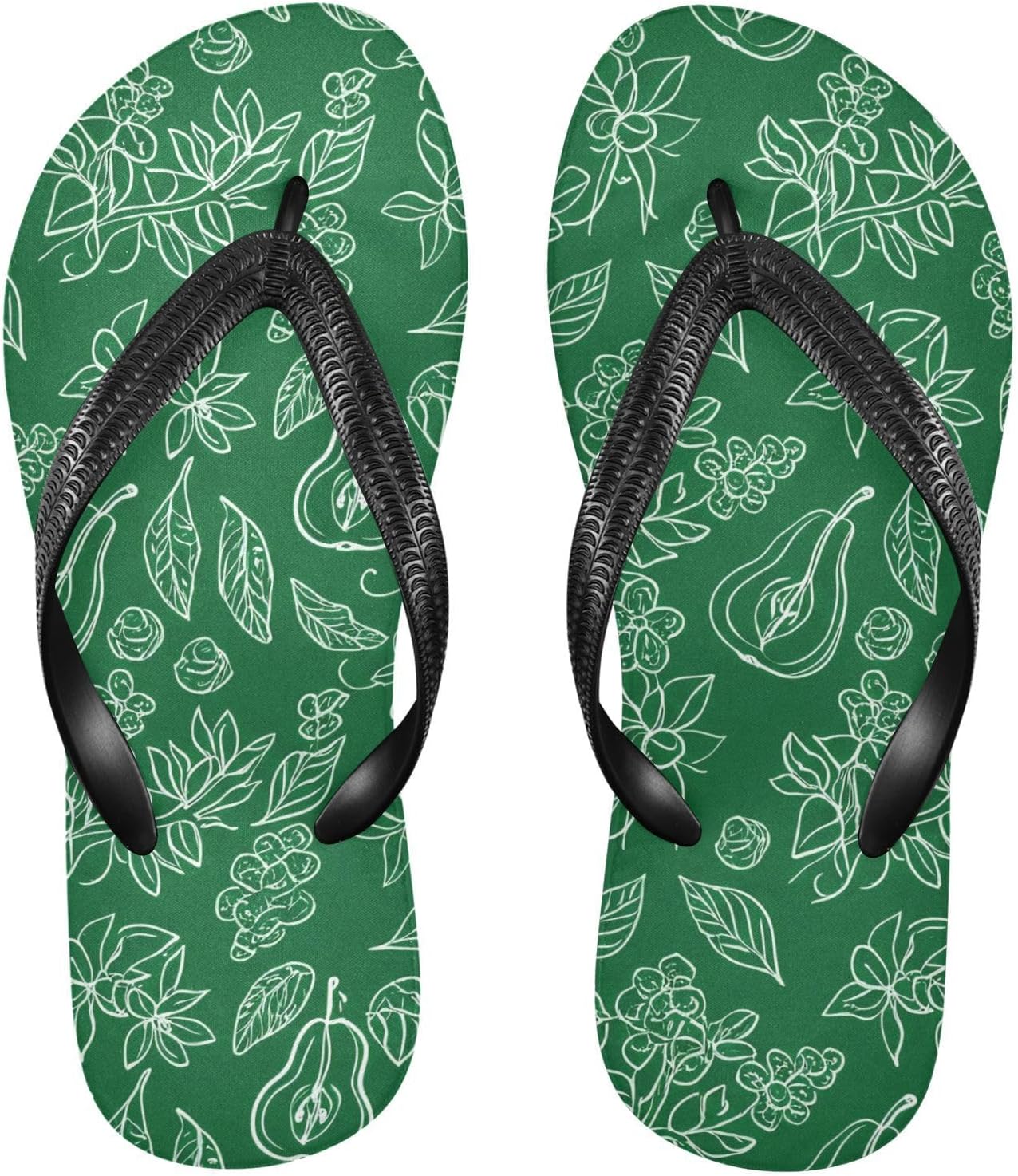 

Зеленые сланцы с листом груши для пляжа, сандалии с резиновой подошвой, нескользящие летние тапочки для женщин и мужчин Sinestour