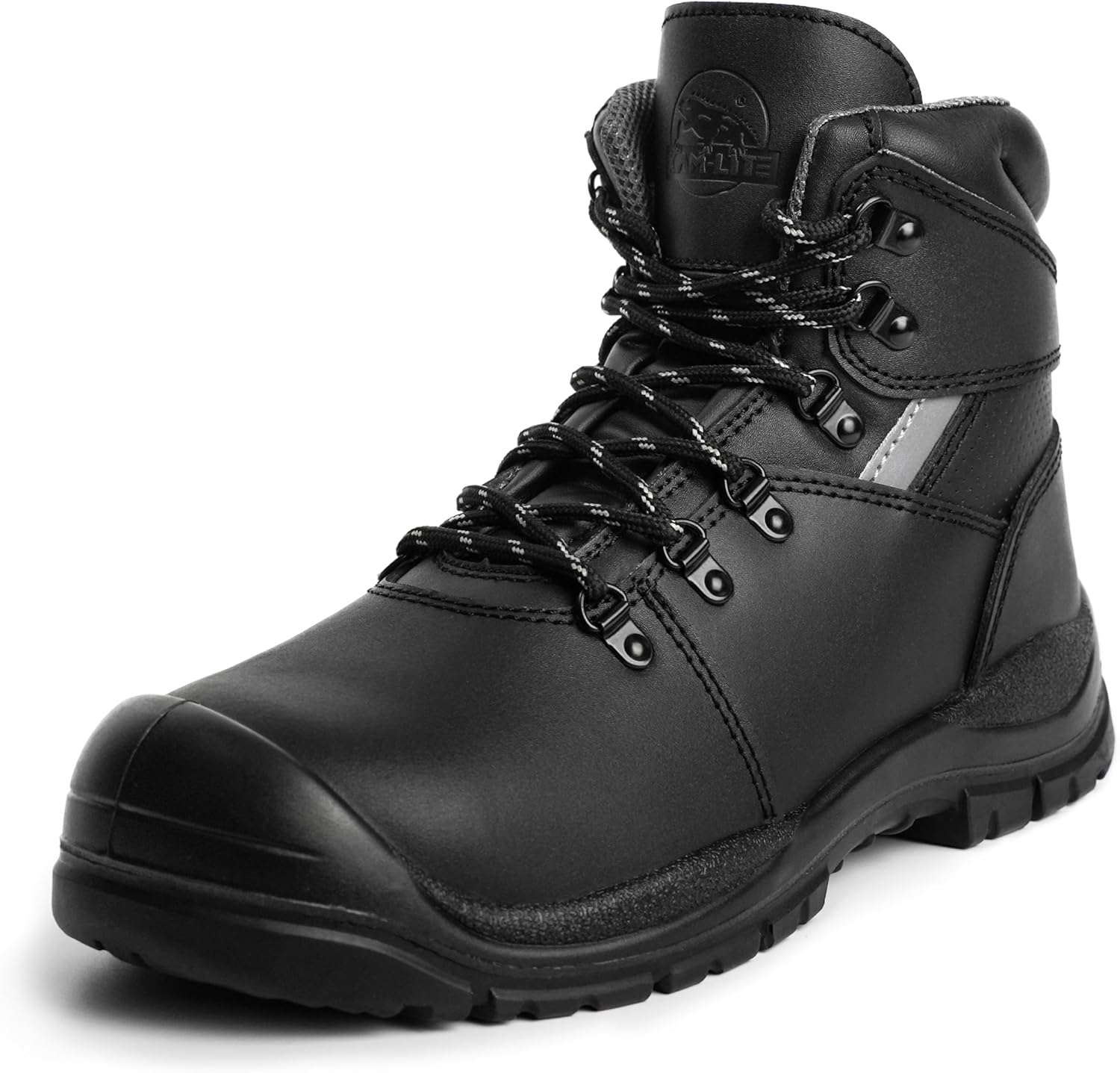 

Ботинки KAM-LITE с стальным носком для мужчин - водонепроницаемая кожа, противоскользящие, амортизирующие, дышащие защитные ботинки для строительства, промышленности и работы на складе, черный