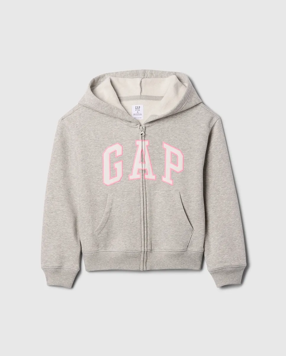 

Детская толстовка с капюшоном и логотипом на груди Gap, серый
