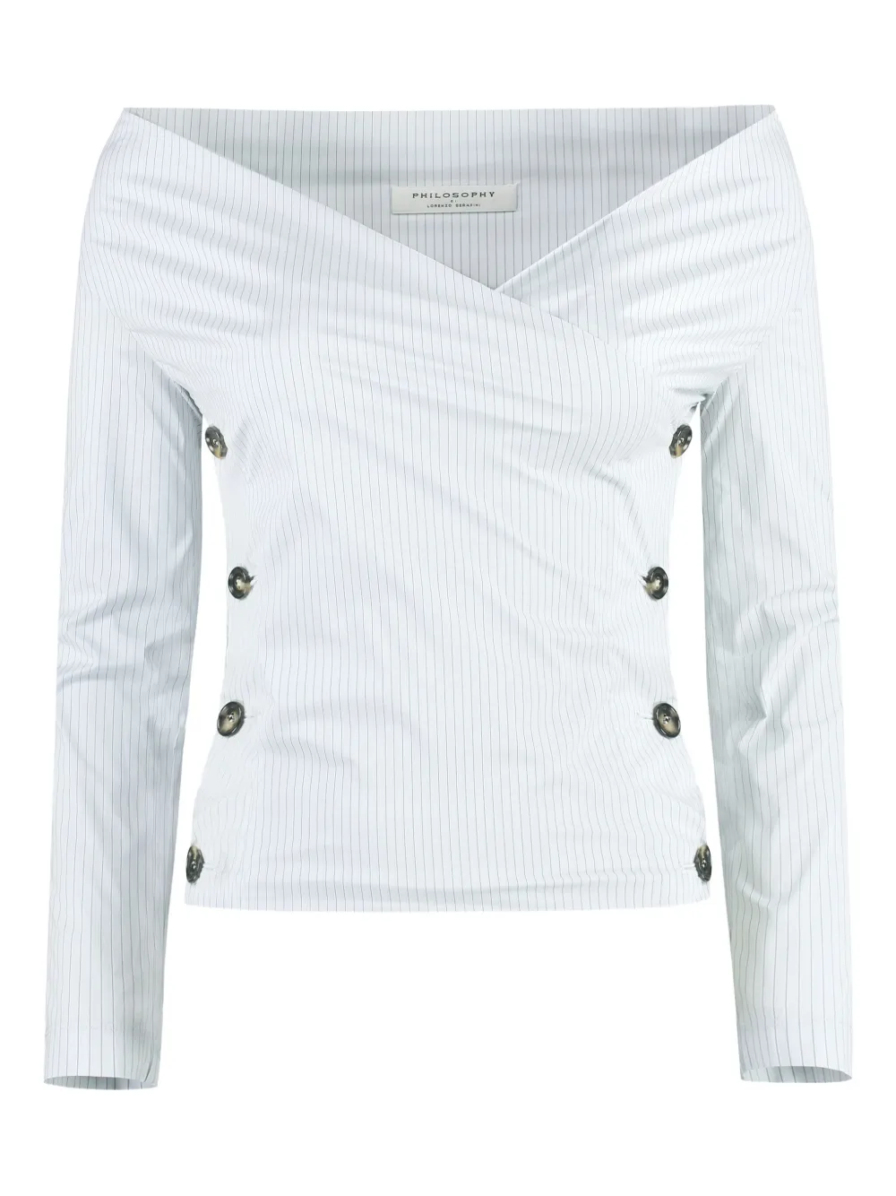 

Блузка в тонкую полоску на пуговицах Philosophy Di Lorenzo Serafini, белый
