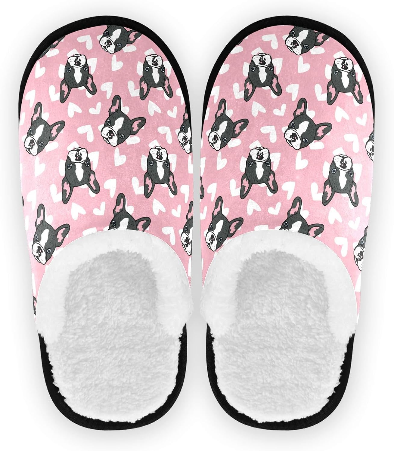 

Домашние тапочки JHKKU из мягкого ворса, теплые, нескользящие, для женщин и мужчин, уютные, для дома и путешествий, Cute French Bulldog