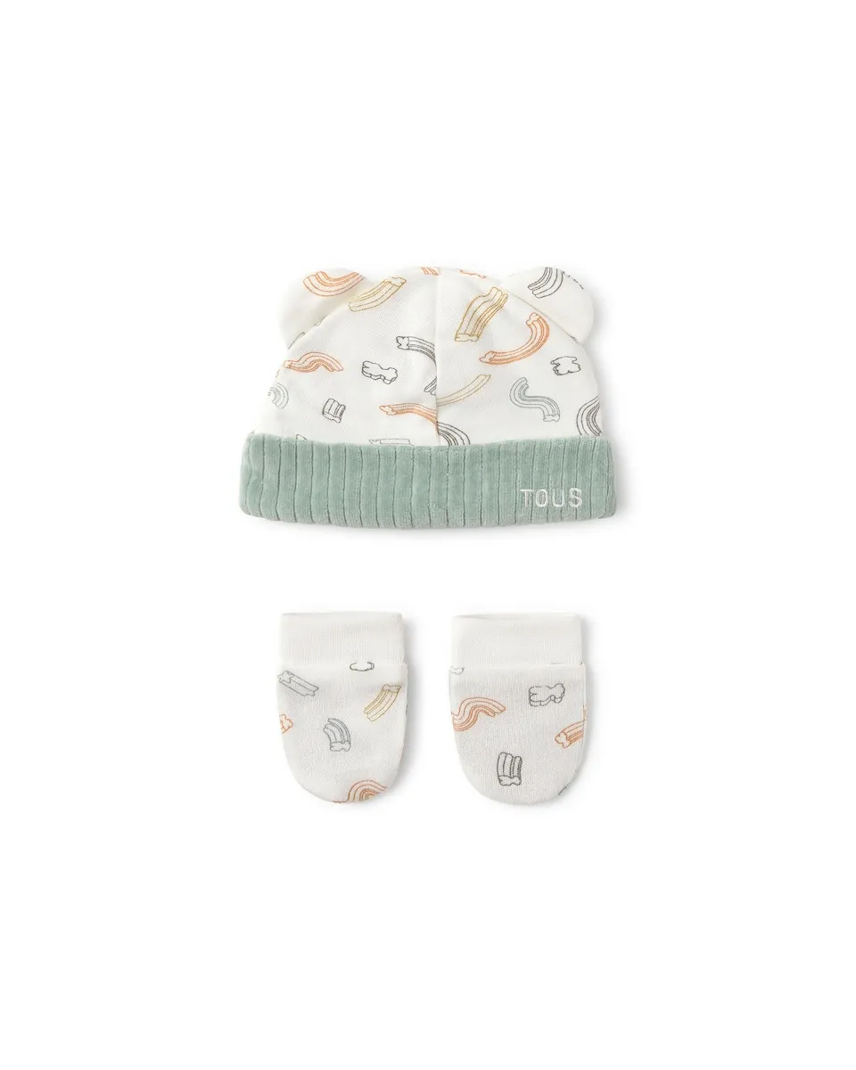 

Набор для новорожденного из хлопка с медвежатами и радужными звездочками Tous, белый