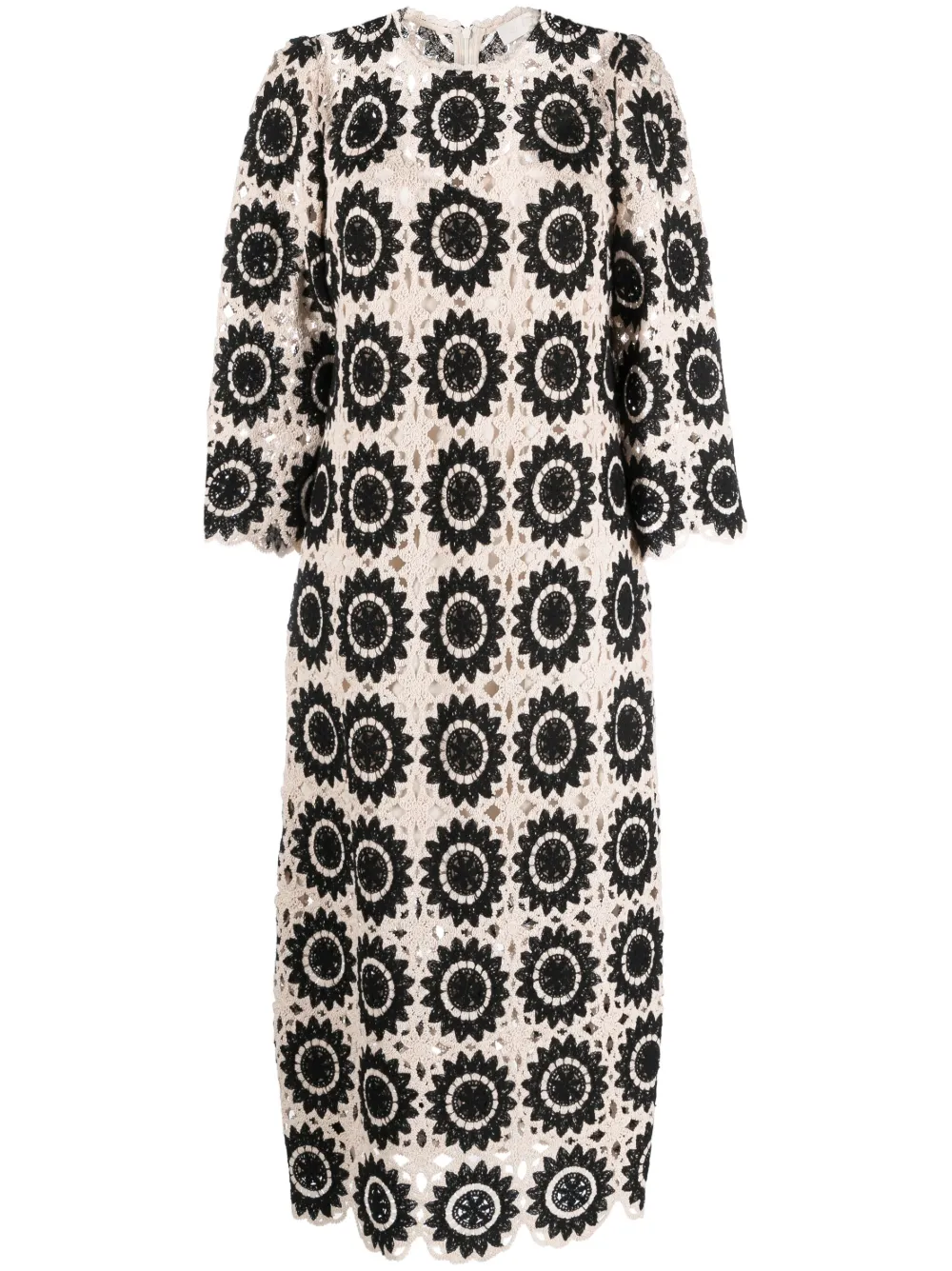 

Платье миди Ginger в технике кроше с фестонами ZIMMERMANN, нейтральный