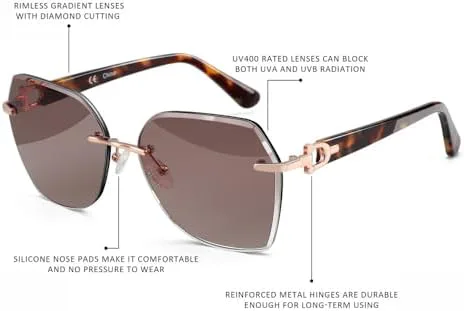 

Модные женские солнцезащитные очки без оправы с геометрическим узором, градиентными линзами с алмазной огранкой и защитой от УФ-излучения MTZJH, 003 Grey