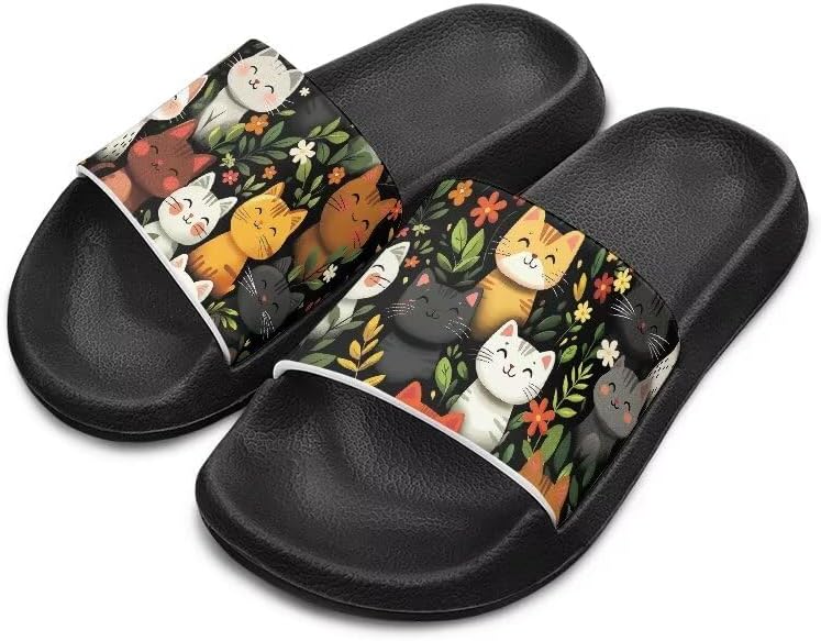 

Унисекс шлепанцы для девочек и мальчиков, удобные тапочки, нескользящие для душа, домашняя мода, толстая подошва, для дома и улицы, подарки Cugasmaru, Cat Cartoon Style
