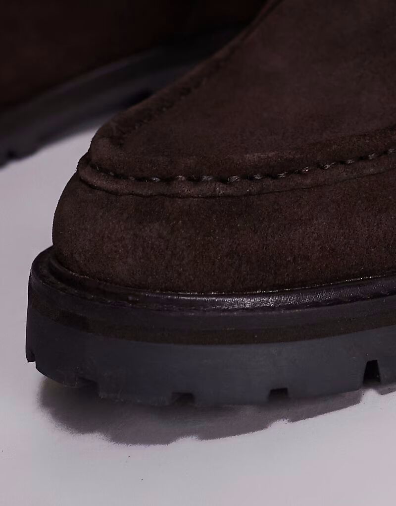 Массивные мокасины со шнуровкой Presley из коричневой замши Schuh — фото 3
