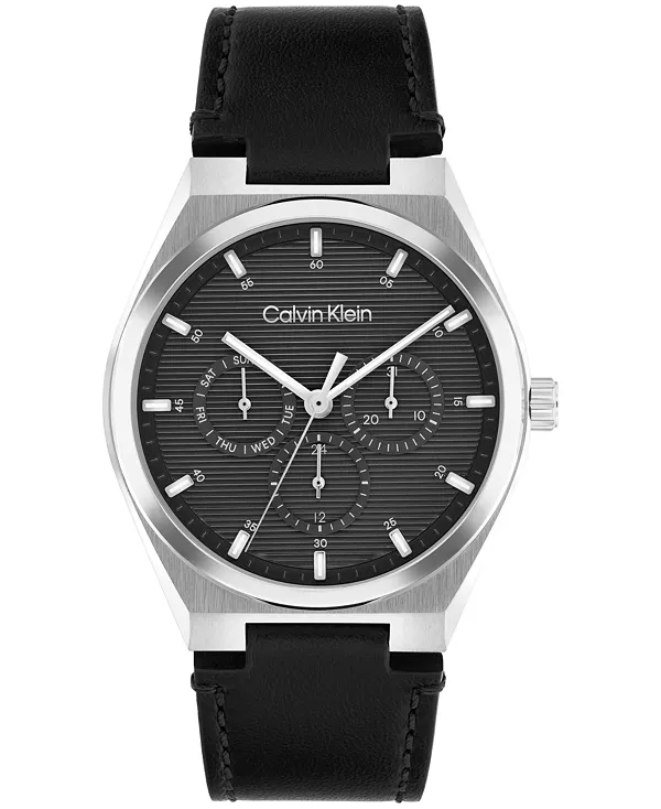 

Мужские часы CK Motion с черным кожаным ремешком, 39 мм Calvin Klein, black