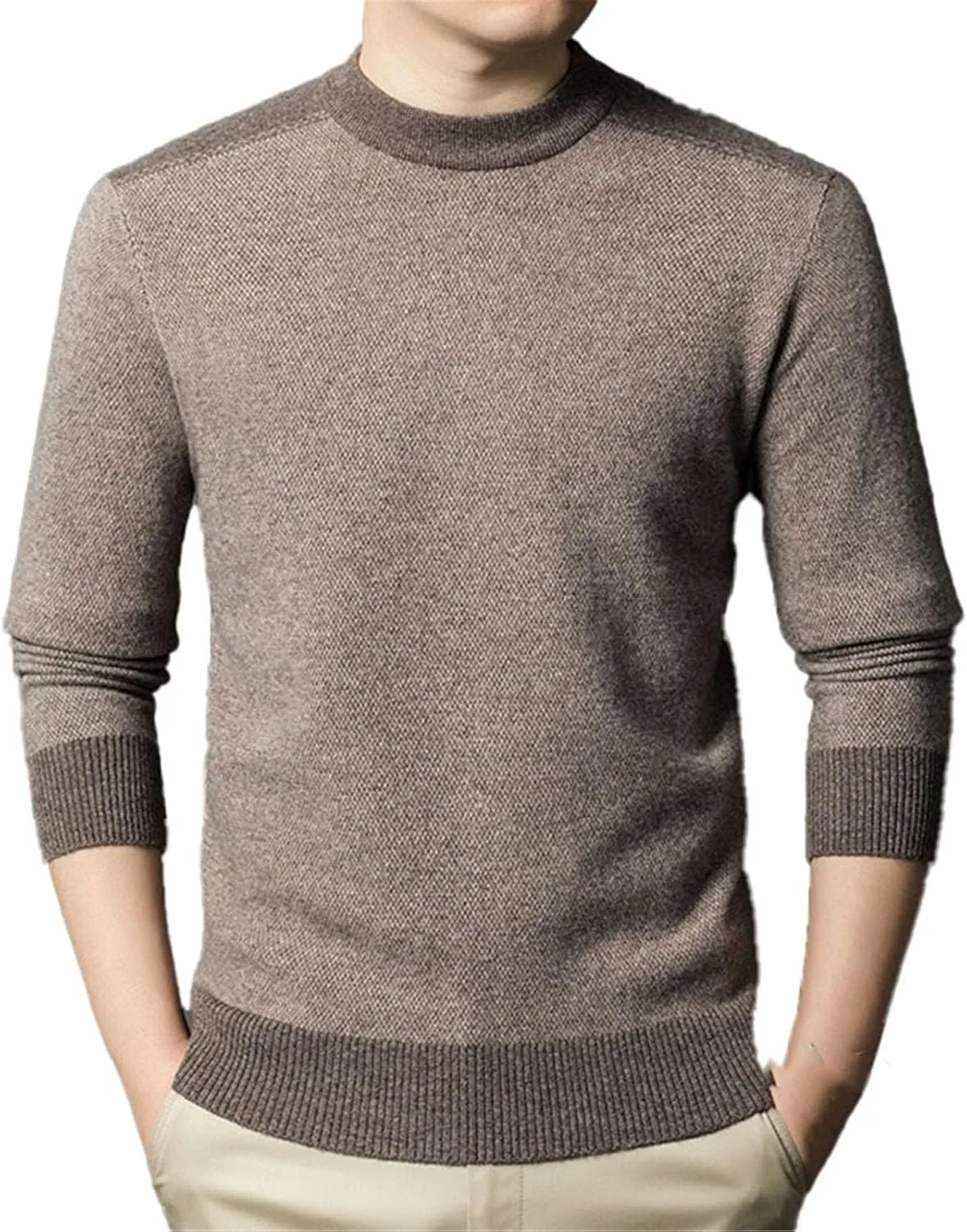 

Теплый вязаный свитер с круглым вырезом для мужчин CXLCZNKG