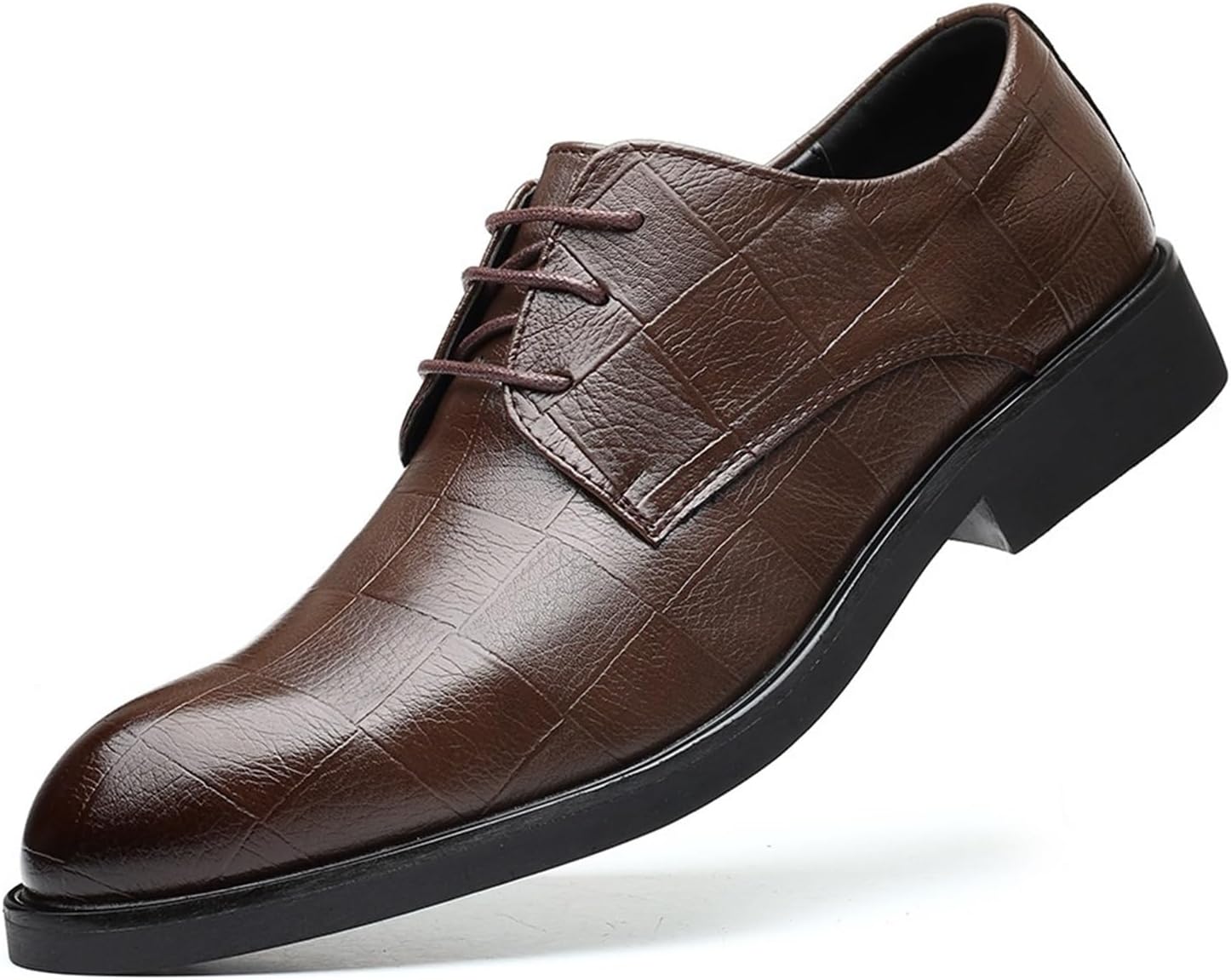 

Мужские кожаные модные деловые туфли-оксфорды, повседневные туфли, классические кожаные с круглым носком, свадебные дерби, шнуровка, прогулочные низкие формальные туфли для мужчин Generic, коричневый