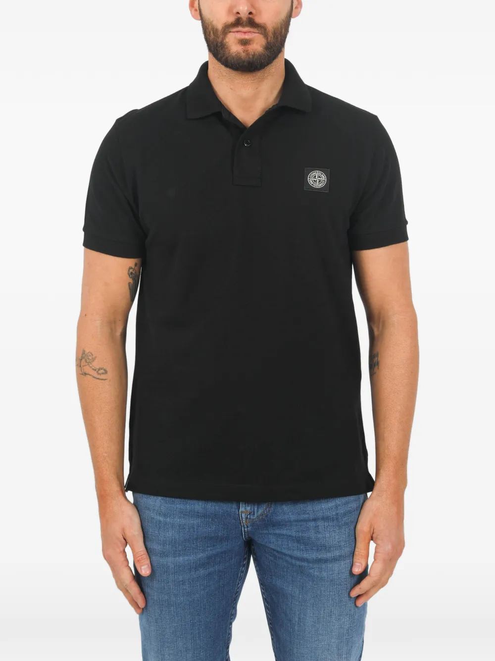 

Рубашка поло с нашивкой Stone Island, черный