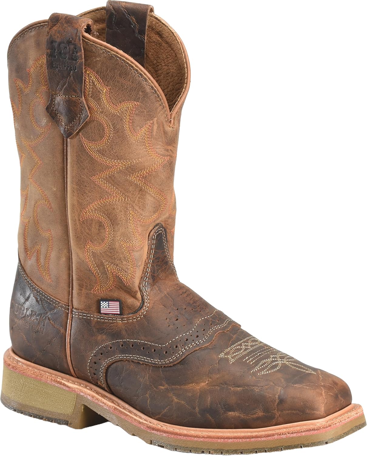 

Мужские ботинки DOUBLE-H 11 с защитным носком, квадратным носом, западного стиля Roper, из прочной кожи, противоскользящие, для работы и повседневной носки, коричневый