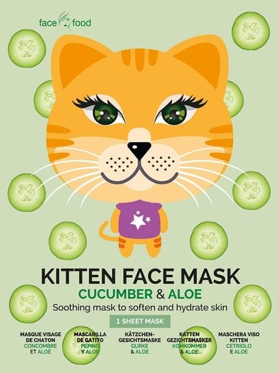 

7th Heaven, Kitten Face Mask успокаивающая тканевая маска Огурец и Алоэ 1 шт.