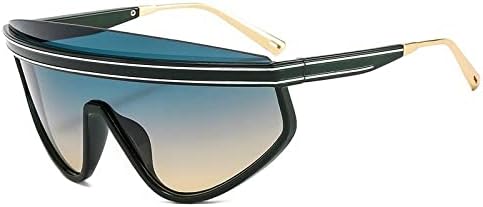 

Солнцезащитные очки-щитки One Piece для женщин, винтажные, увеличенного размера, в полуободковой оправе, в полоску, мужские, цвета шампанского, черные MTZJH, Green Green Tea