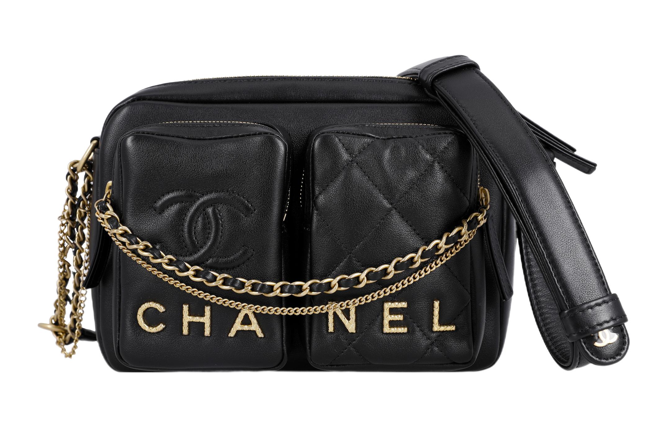 

CHANEL Ранняя весна кожаная сумка для фотоаппарата через плечо маленькая женская черная