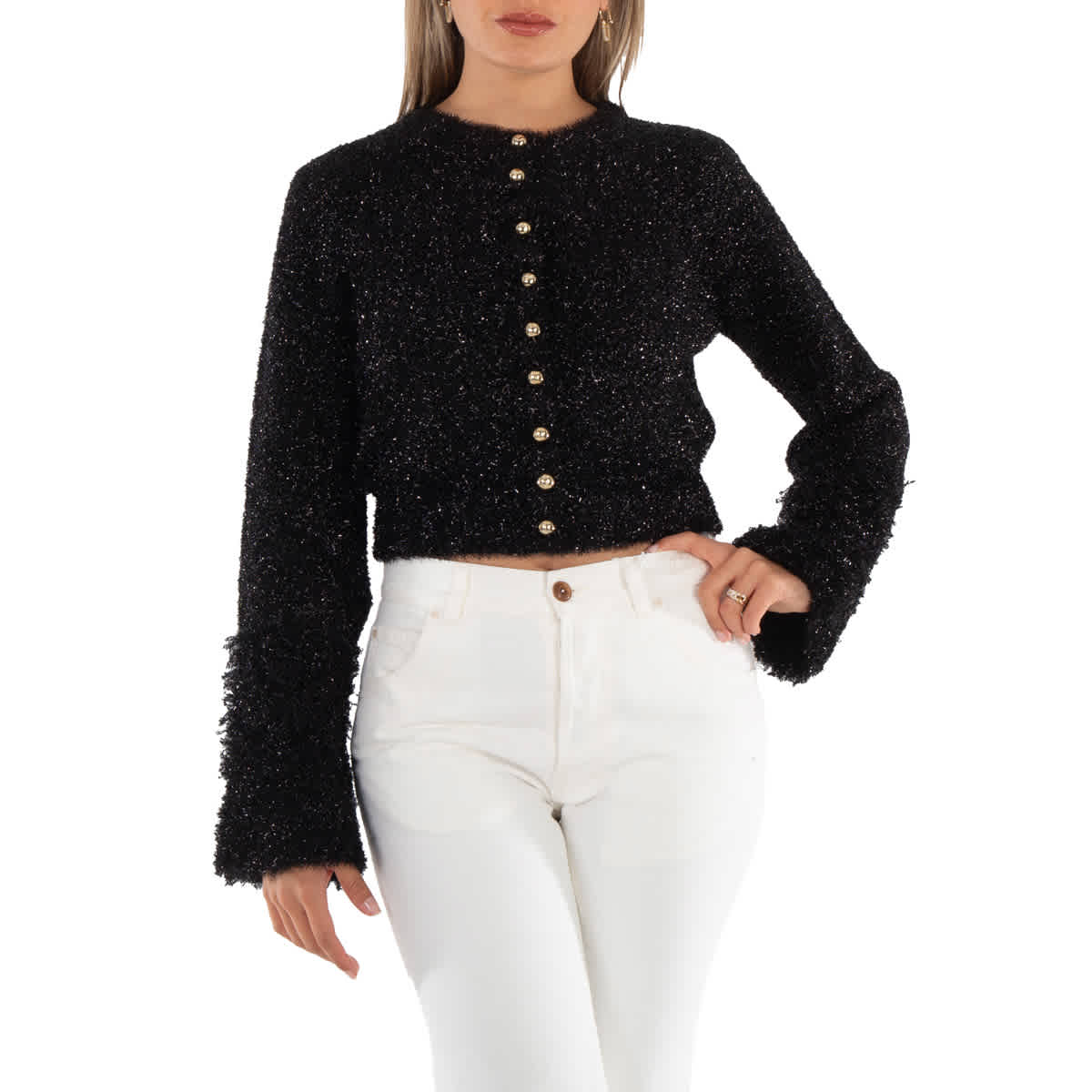 

Rabanne Женский черный металлизированный укороченный кардиган