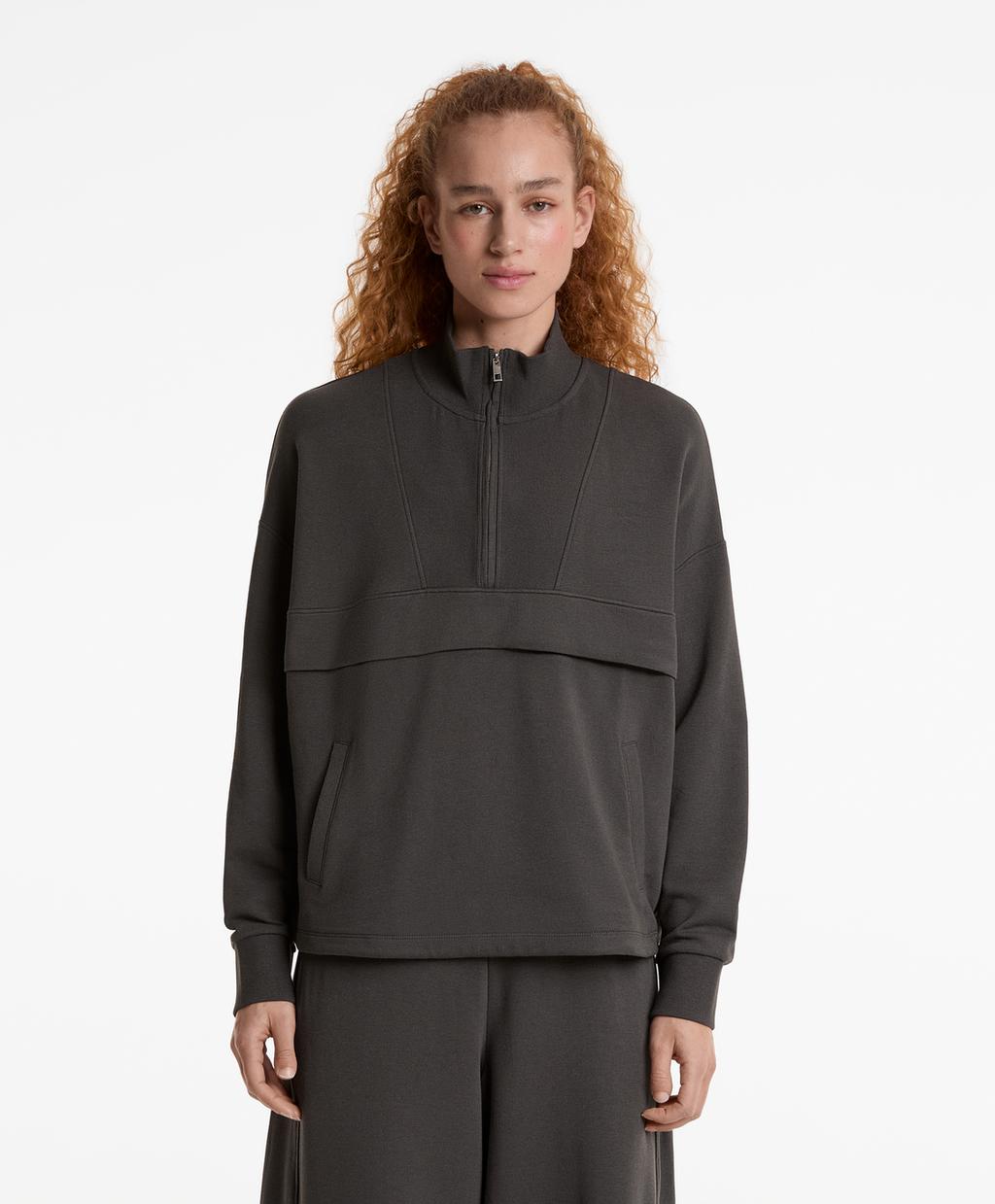 

Толстовка с высоким воротом из хлопка и модала Oysho, цвет Dark Lead Grey