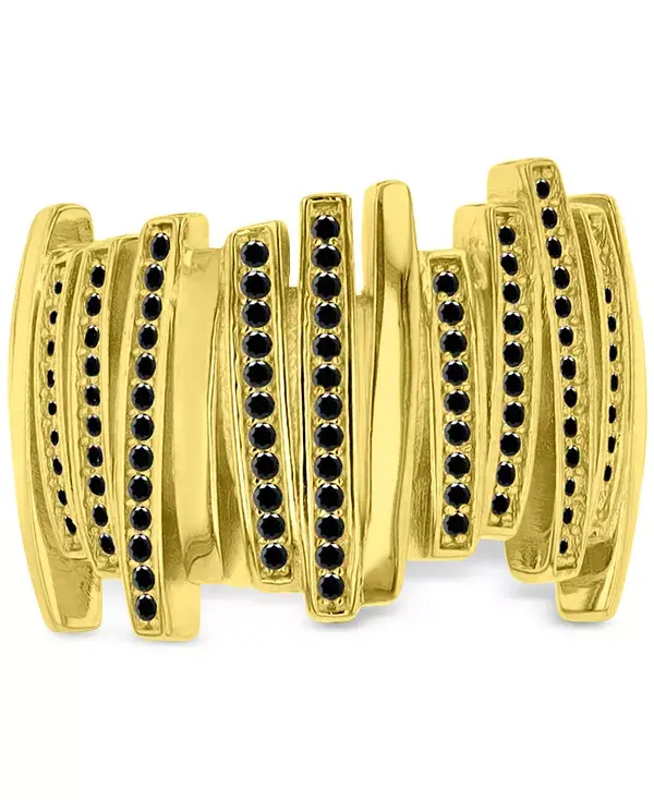 

Многорядное кольцо с черными кубическими цирконами из 14-каратного золота на стерлинговом серебре Macy'S, gold