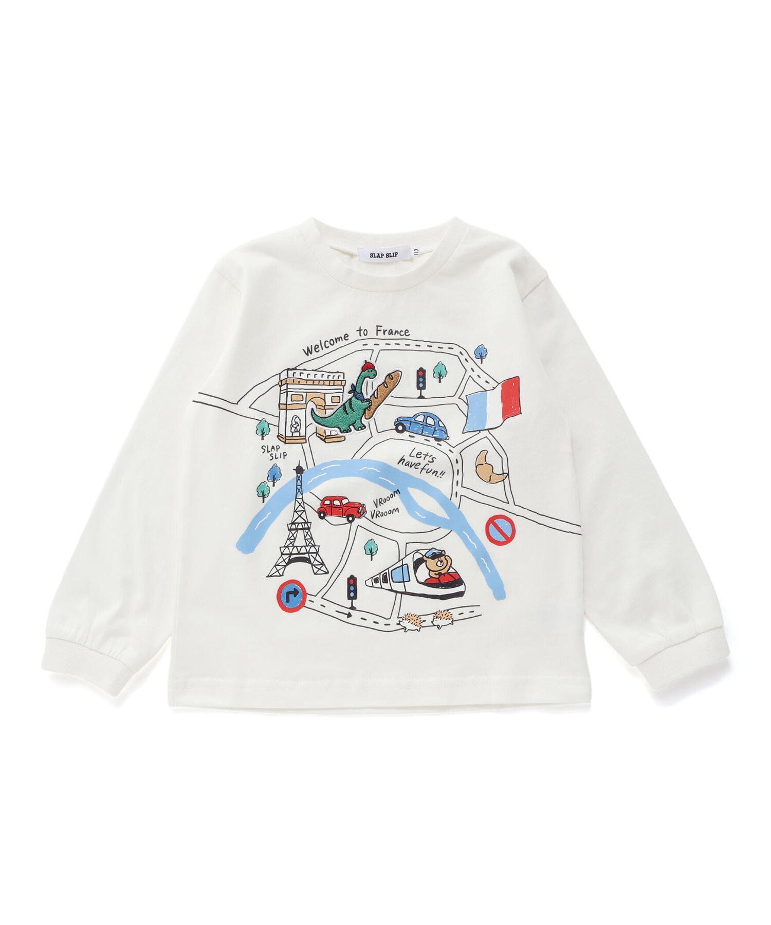 Футболка с длинным рукавом и принтом "Дорожная карта" (80~130 см) SLAP SLIP, Off white — фото 2