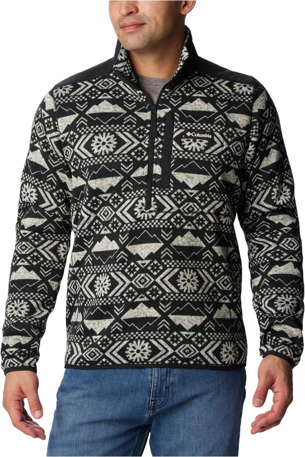 

Свитер Weather II с молнией 1/2 с принтом Columbia, цвет Black Checkered Peaks Tonal Print
