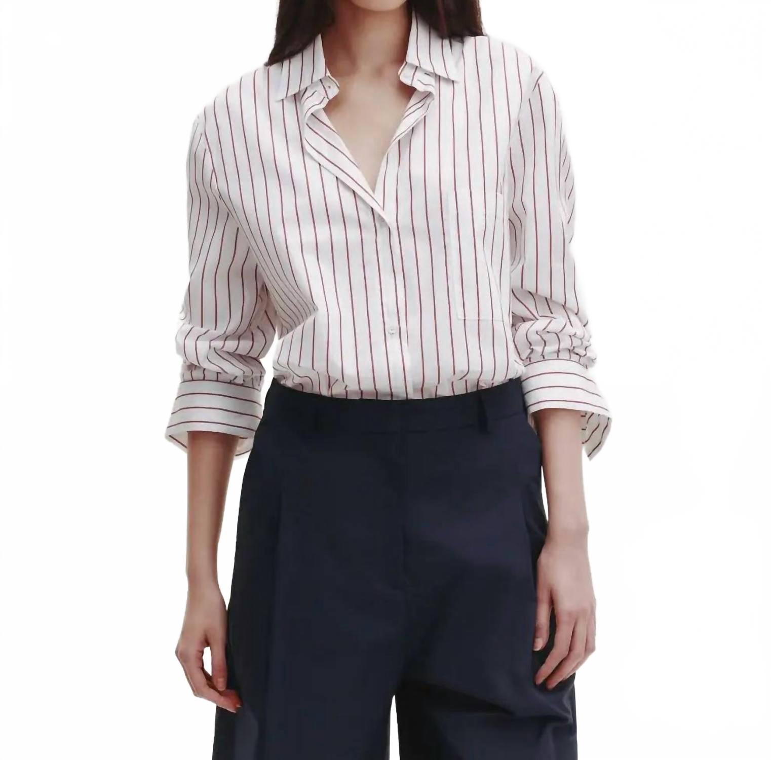 

Белая и красная полосатая рубашка на следующее утро TWP