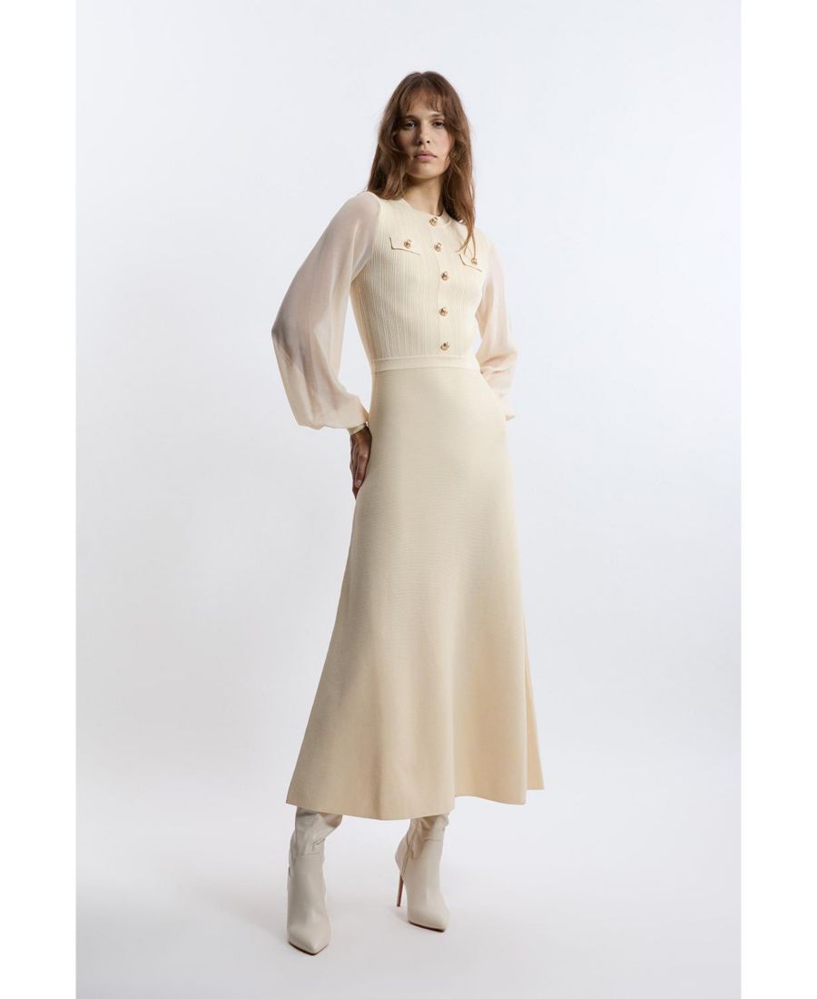 

Женское вискозное макси-платье из трикотажа Karen Millen, Cream