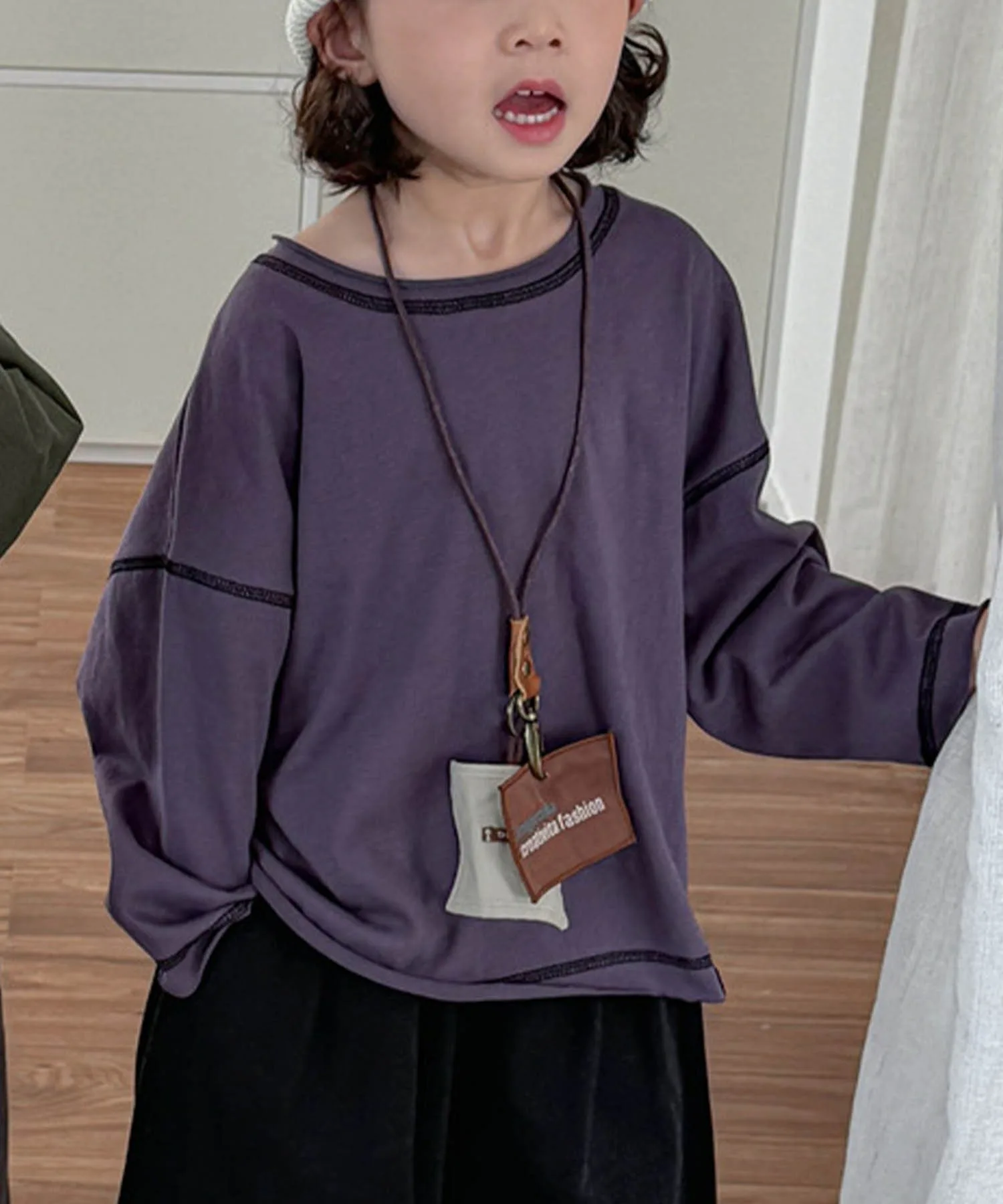 Футболка с длинными рукавами, подобранная по цвету. Aimoha Kids, purple — фото 3