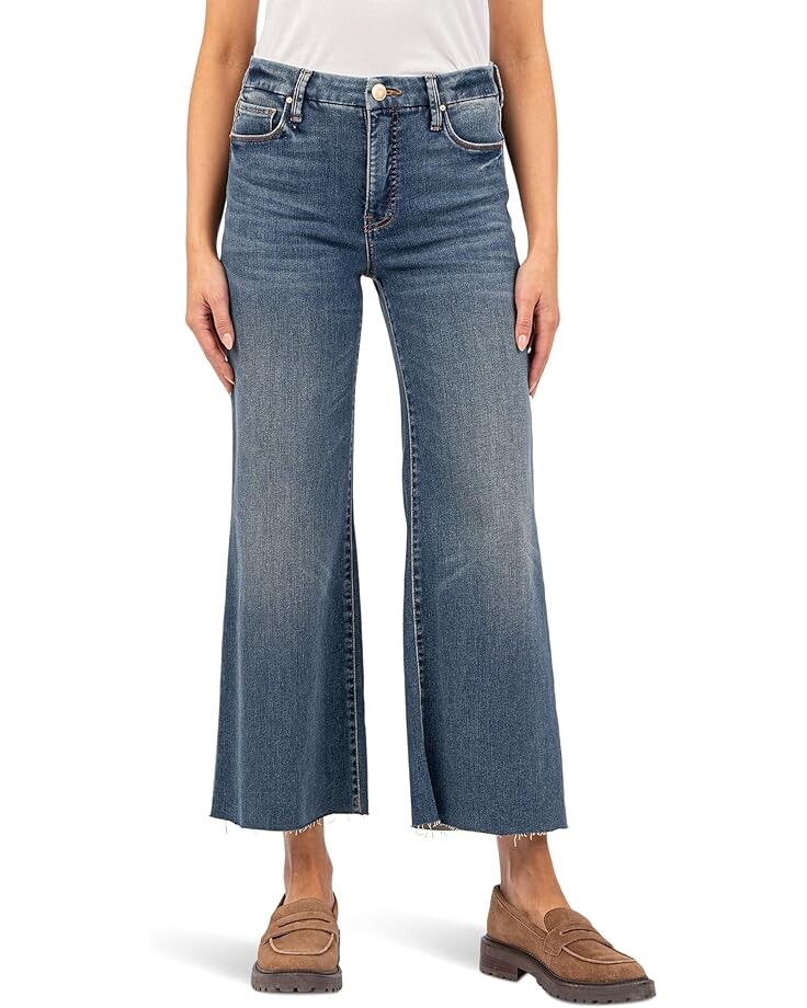 

Джинсы KUT from the Kloth Meg High Rise Fab Ab Wide Leg Raw Hem, цвет Peacefully