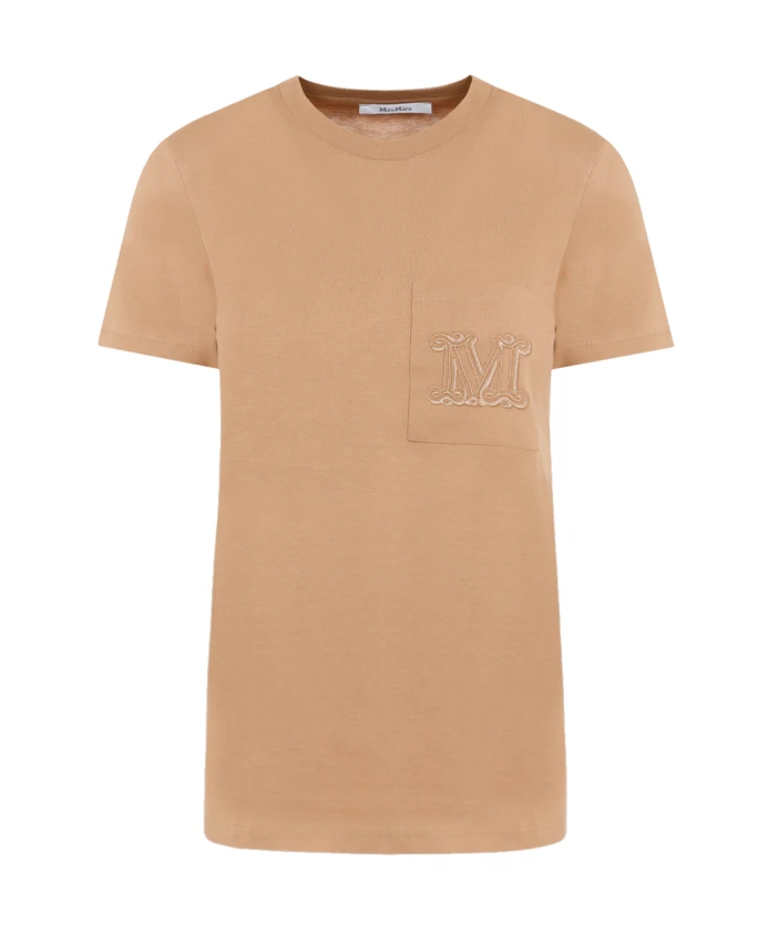 

Стильная футболка из коричневого хлопка Max Mara, бежевый