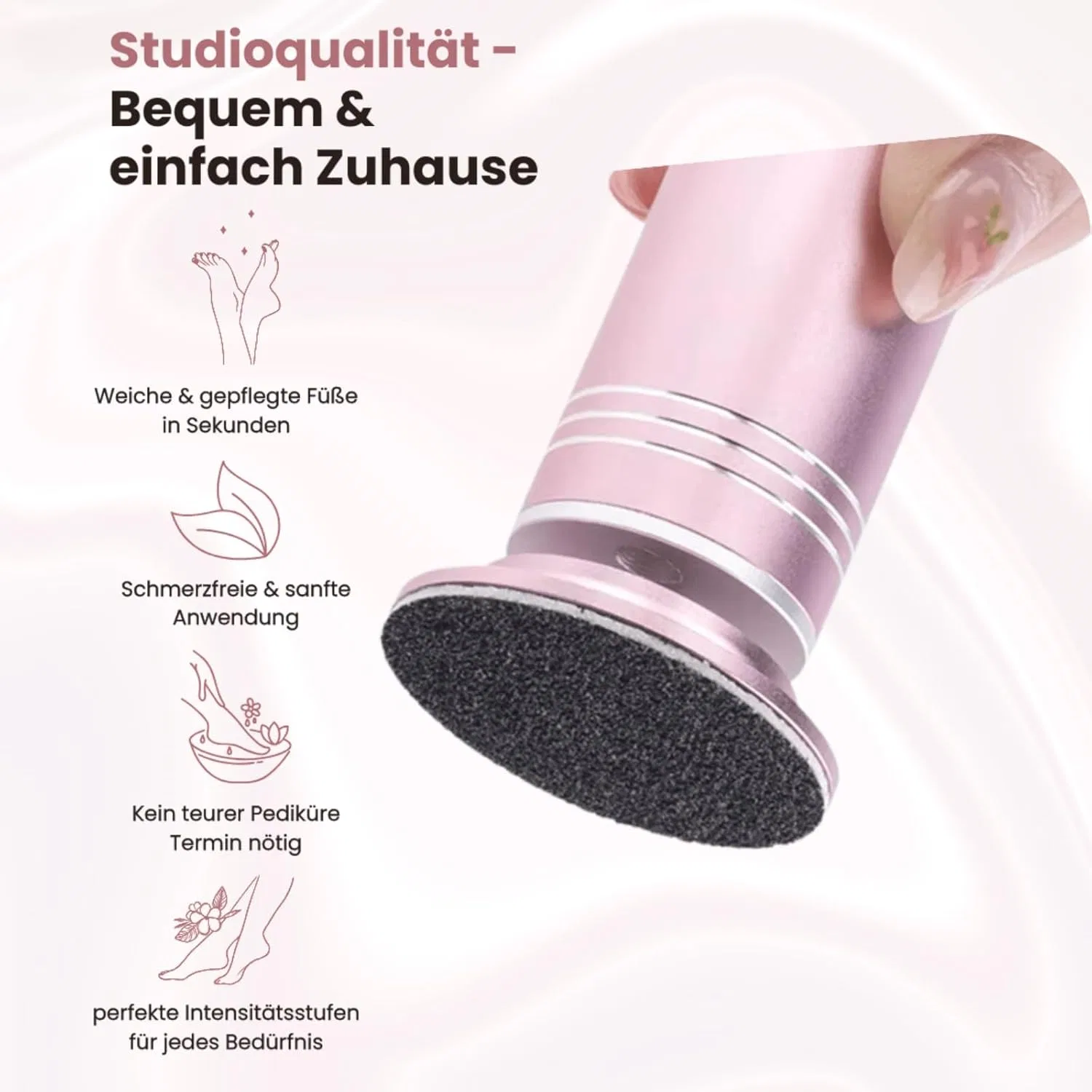 Электрический прибор для удаления мозолей Dermaglide Foot Glow Meiion, Rosa — фото 2