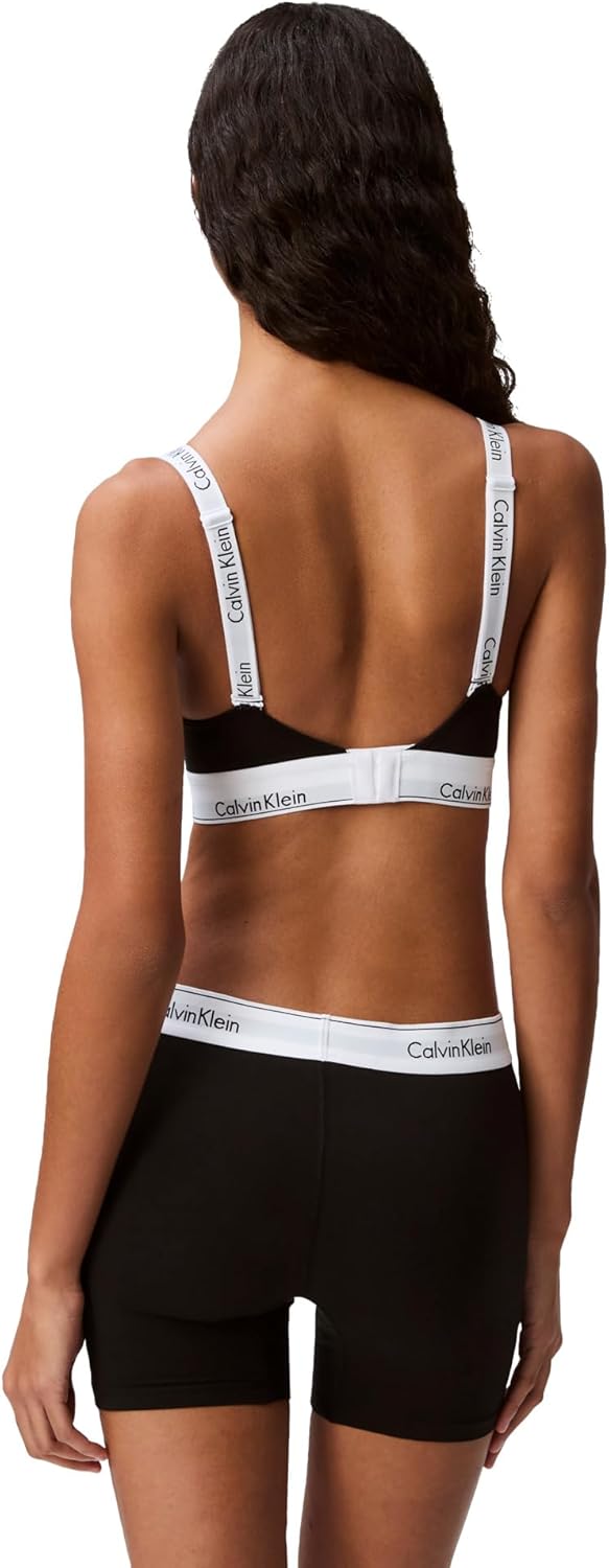 Женский современный хлопковый бюстгальтер-бралетт Calvin Klein с легкой подкладкой, Black — фото 2