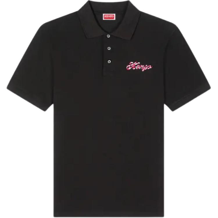 

Поло с коротким рукавом и вышитым логотипом KENZO, черный