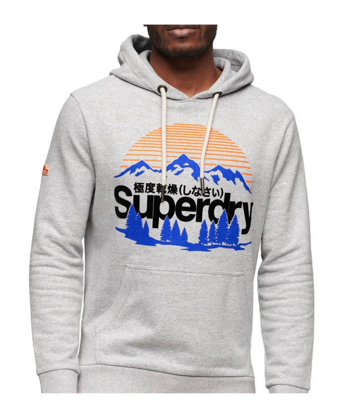 Худи с графическим принтом для активного отдыха Superdry, серый — фото 2