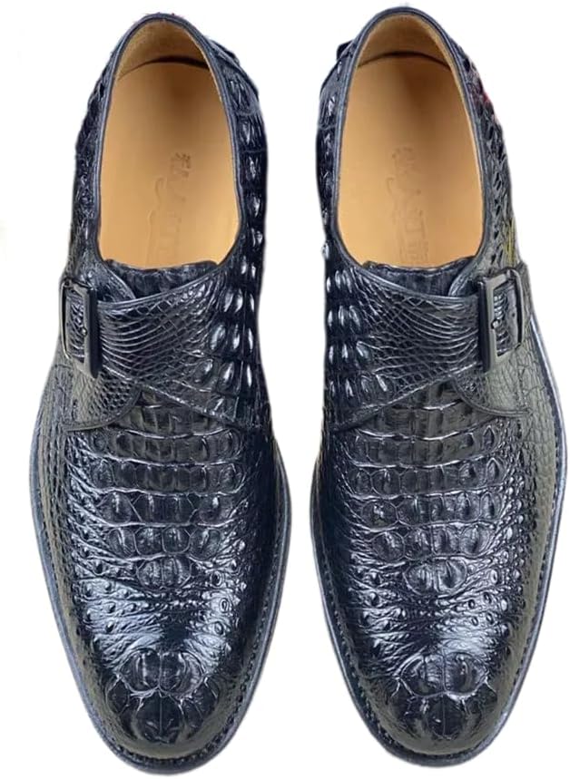 

Мужские коричневые классические туфли ручной работы из аутентичной экзотической кожи крокодила, из настоящей кожи аллигатора, с застежкой-пряжкой, мужские лоферы Generic