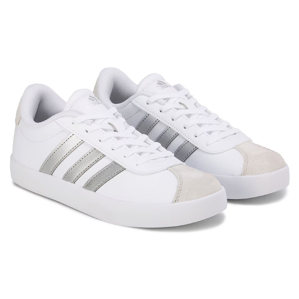

Детские кроссовки vl court 3.0 для маленьких/больших детей Adidas, white/silver