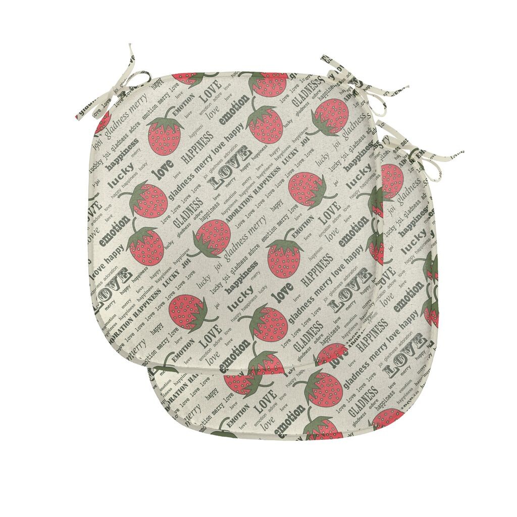 

Подушки для обеденного стула ABAKUHAUS Fruit, Retro Strawberry Love, декоративная водонепроницаемая подушка с ремнями для кухонных сидений, 40 x 40 см — упаковка из 2 шт., армейско-зеленый рубиновый цвет яичной скорлупы, белый