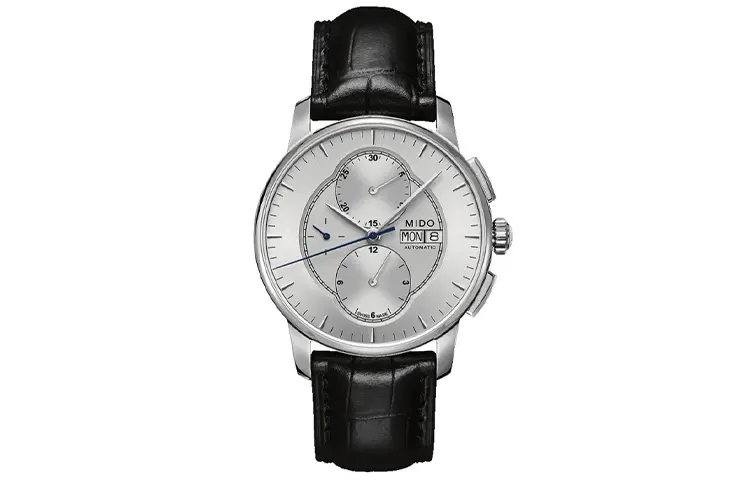 

MIDO Часы Baroncelli Automatic Mechanical Movement Men's Watch Watch Silver Dial Stainless Steel Case Cow Leather Strap, Silver