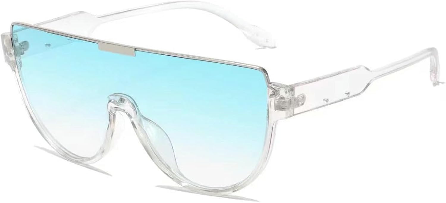 

Большие солнцезащитные очки для женщин и мужчин, роскошные очки-маска в крупной оправе, защитные очки с плоской верхней частью, прозрачные очки для защиты глаз от УФ-излучения UV400 mincl, Blue