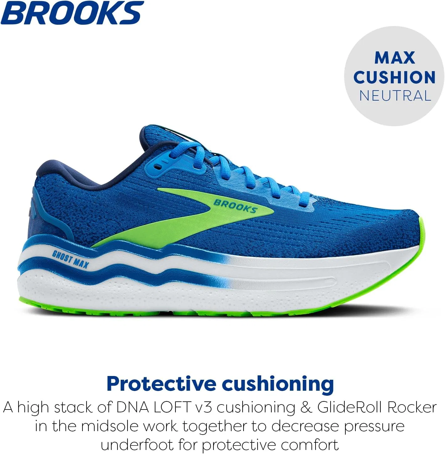 Мужские кроссовки Brooks Ghost Max 2, Dutch Blue Green Gecko Peacoat — фото 2