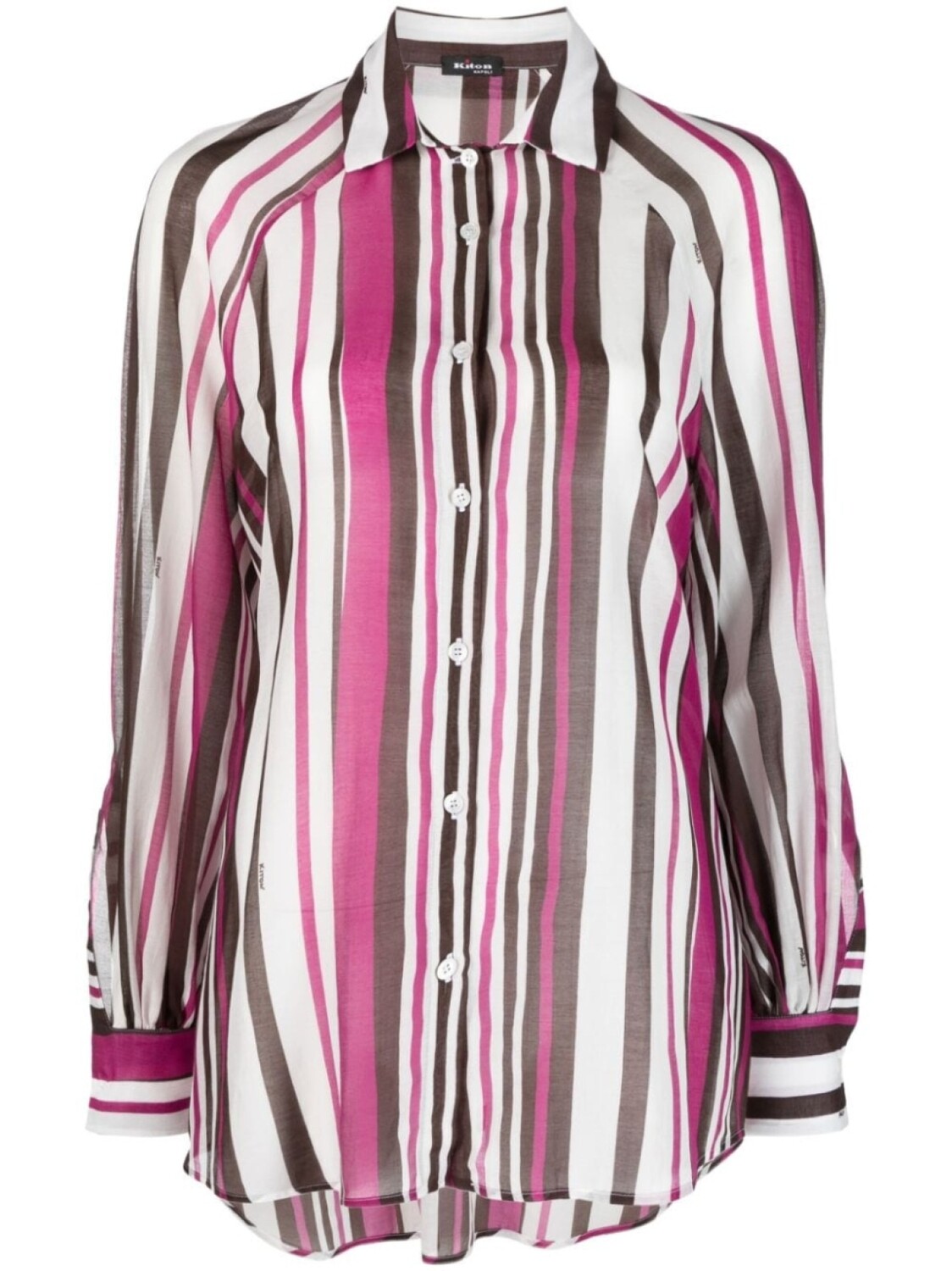 

Kiton шелковая рубашка в полоску, розовый