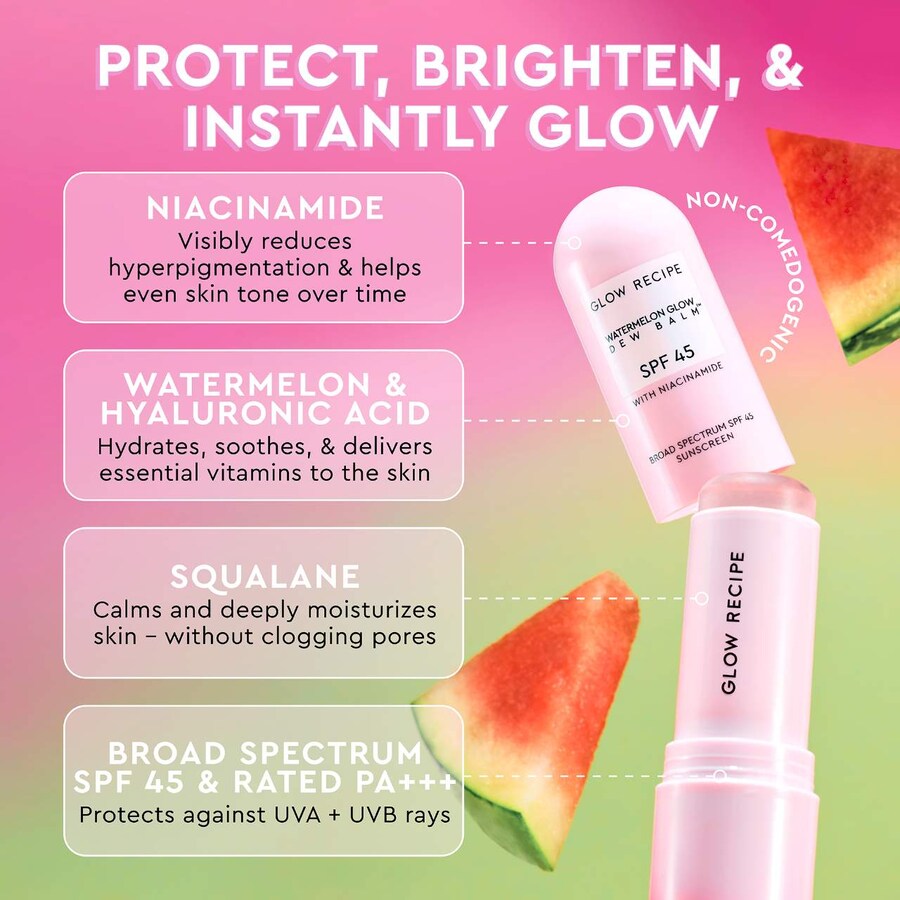 Солнцезащитный стик для лица Watermelon Glow с ниацинамидом и SPF 45 Glow Recipe, 0.58 oz/16.5g — фото 4