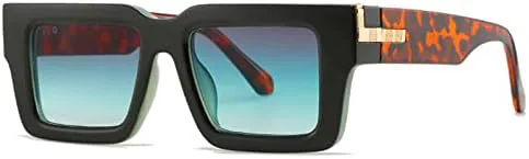 

Ретро-солнцезащитные очки квадратной формы 2026 года для женщин, модные очки с леопардовым градиентом, защита от УФ-излучения UV400 для мужчин MTZJH, Black Gray Green