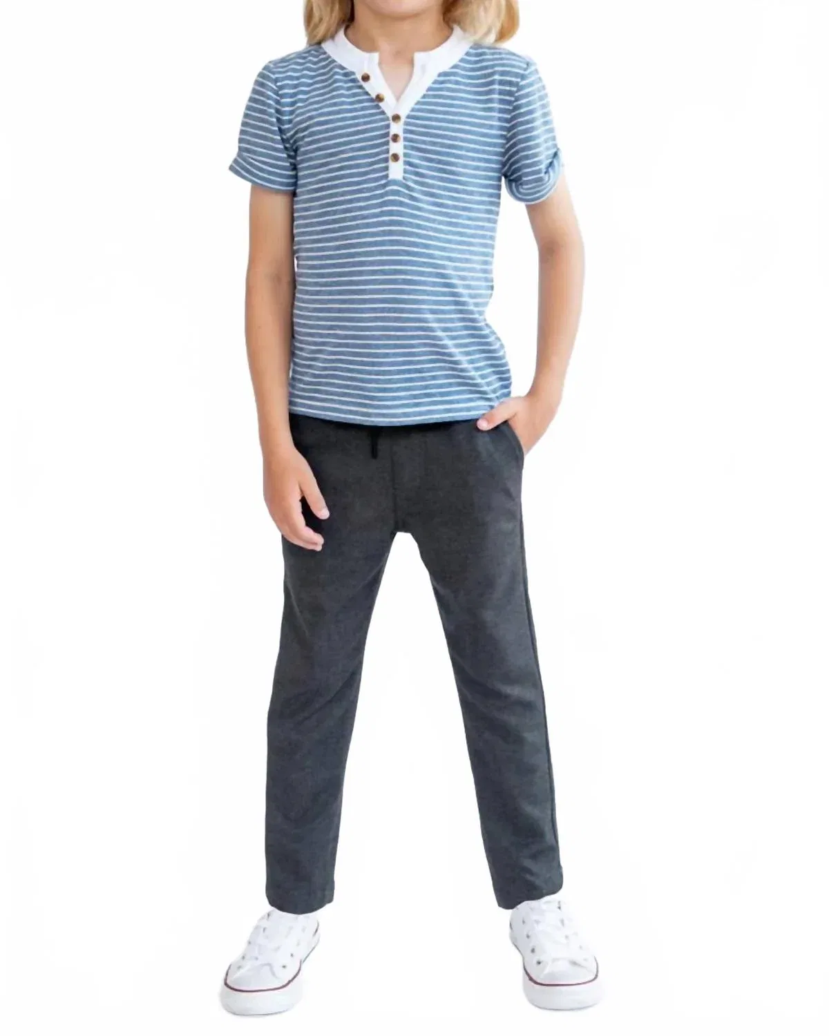 Appaman Hilltop Henley Top In Blue Stripe