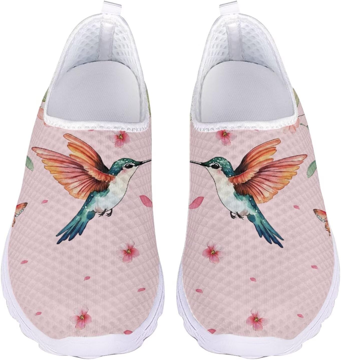 

Кроссовки Jeiento Slip On для женщин и мужчин с широким носком, легкие спортивные кроссовки из сетки, женские мягкие слипоны, Flower Bird