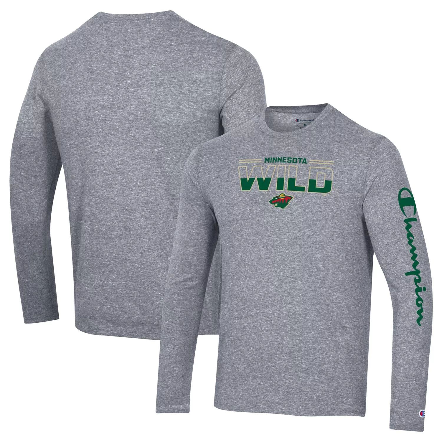 

Мужская футболка с длинным рукавом Heather Grey Minnesota Wild Tri-Blend Champion