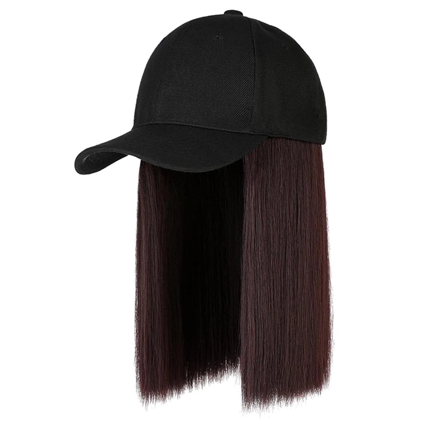 Женский парик с кепкой, короткий прямой боб Brrnoo, Dark Brown