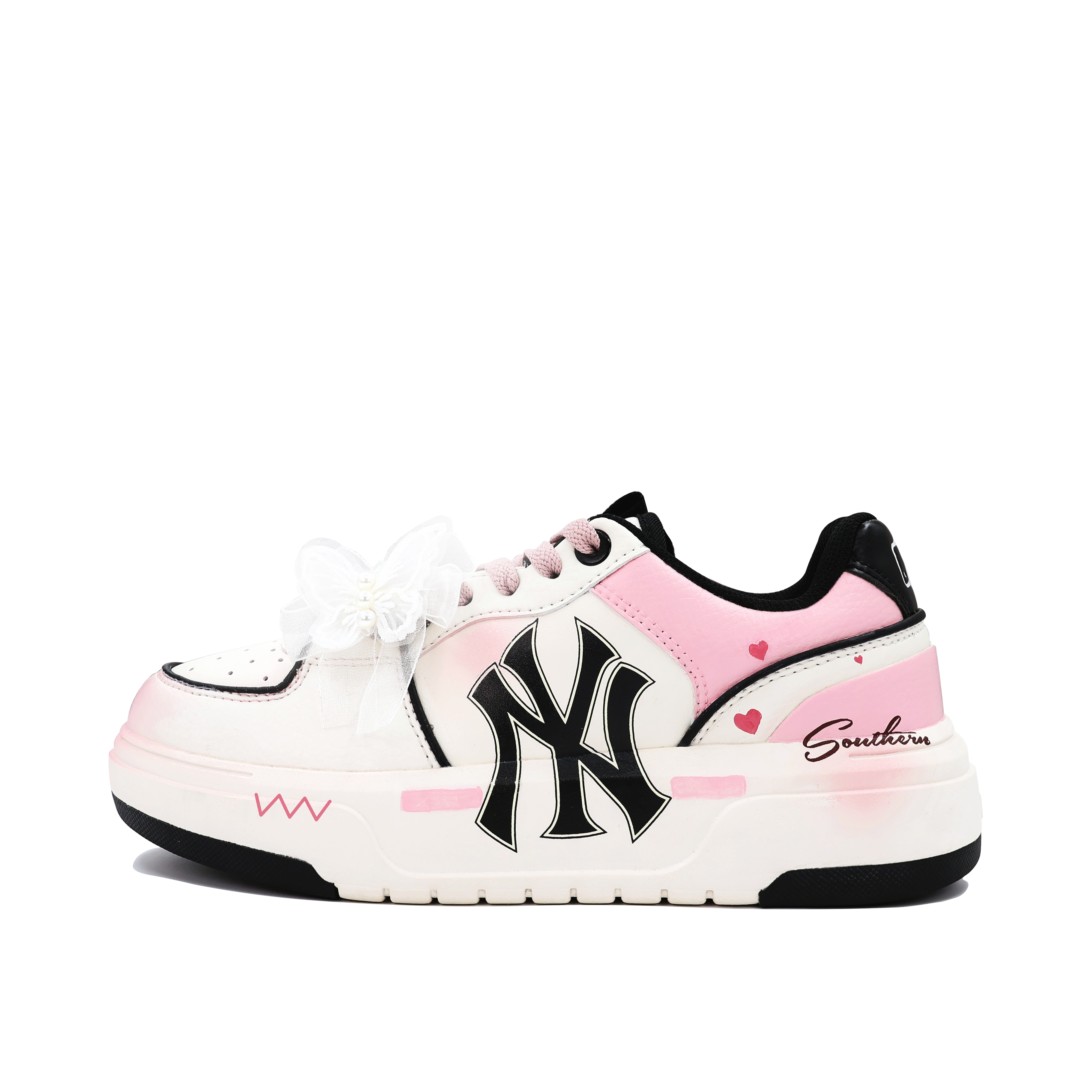 

Кроссовки MLB Chunky Liner Skateboarding Shoes Unisex Low-top White/Pink